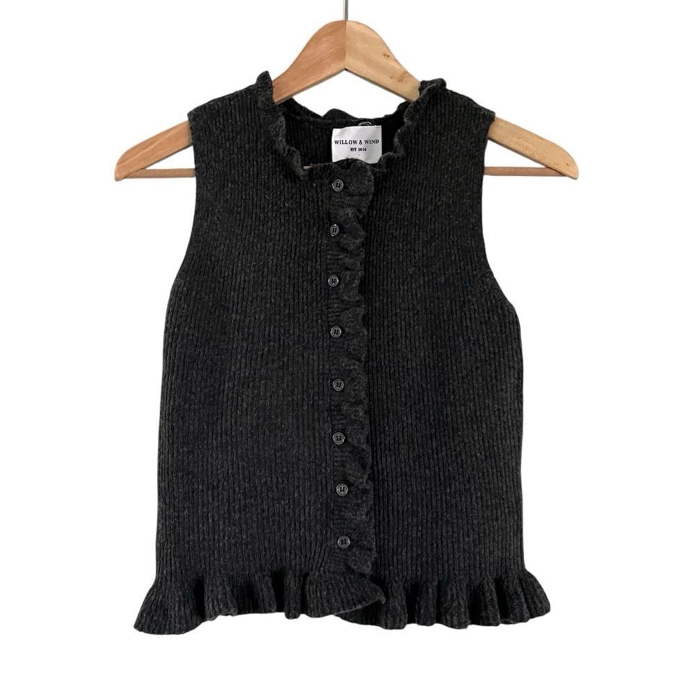 Sleeveless Sweater Knit Button Front Top